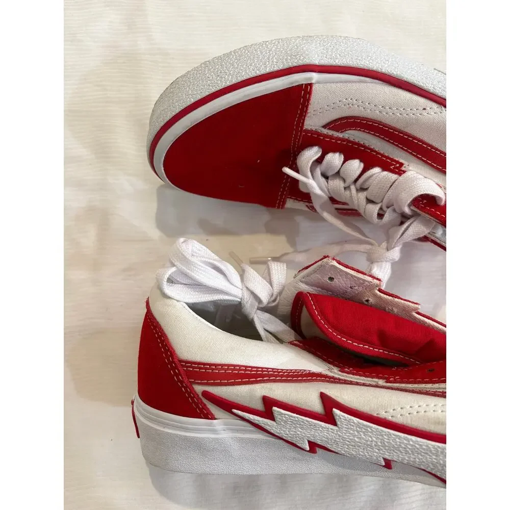 Vans Old Skool Lightning Bolt Red True White Sneaker Size Mens 8.5 Womens 10